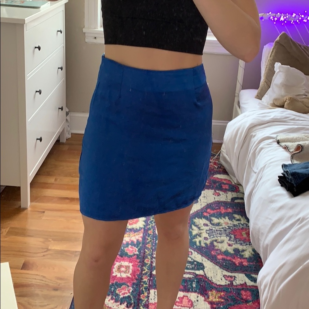 Nasty Gal Studio satin mini skirt cobalt blue